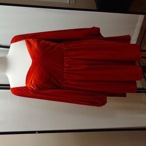 Eloquii Vibrant Red Velvet Long Sleeve Dress